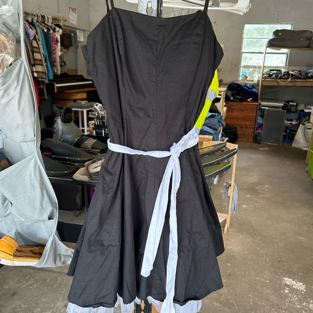 Darling Black Strapless Dress with White Tie